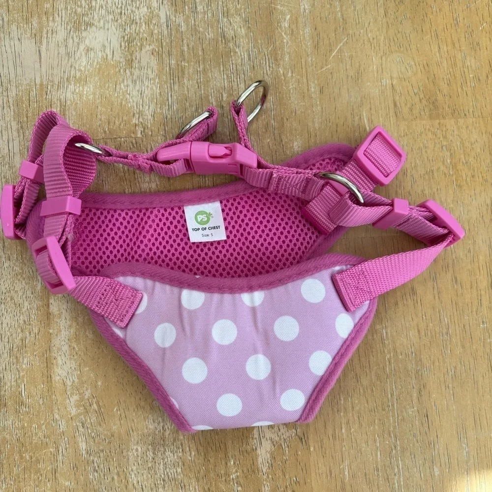 Pet Supplies Plus Pink and White Polka Dot Dog Harness with Adjustable Straps